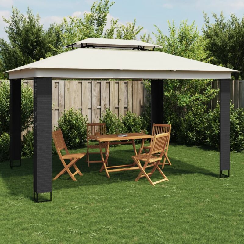foto del prodotto vidaxl gazebo con tetto doppio crema 3,94x2,96 m in acciaio 118404