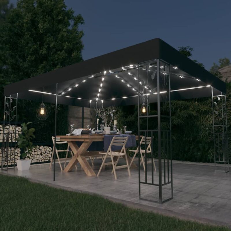 foto del prodotto vidaxl gazebo con tetto doppio e luci led 3x4 m antracite