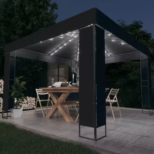 immagine 0 del prodotto vidaxl gazebo con tetto doppio e stringa di luci led 3x3 m antracite