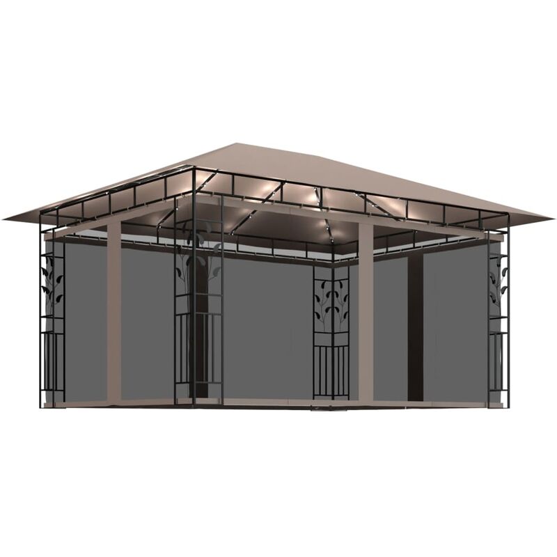 foto del prodotto vidaxl gazebo con zanzariera luci led 4x3x2,73 m grigio talpa