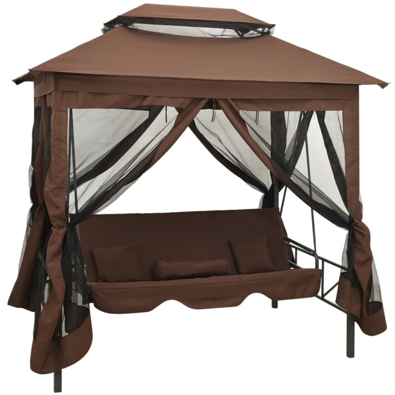 foto del prodotto vidaxl gazebo convertibile panchina a dondolo caff 