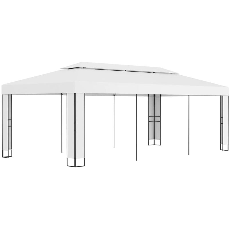 foto del prodotto vidaxl gazebo da giardino con tetto doppio 3 x 6 m in acciaio e tessuto resistente vari colori colore bianco