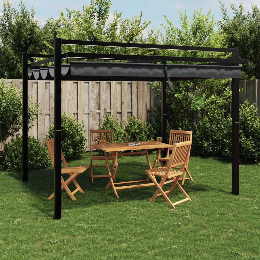 foto del prodotto vidaxl gazebo giardino con tetto retrattile antracite 3x3 m alluminio
