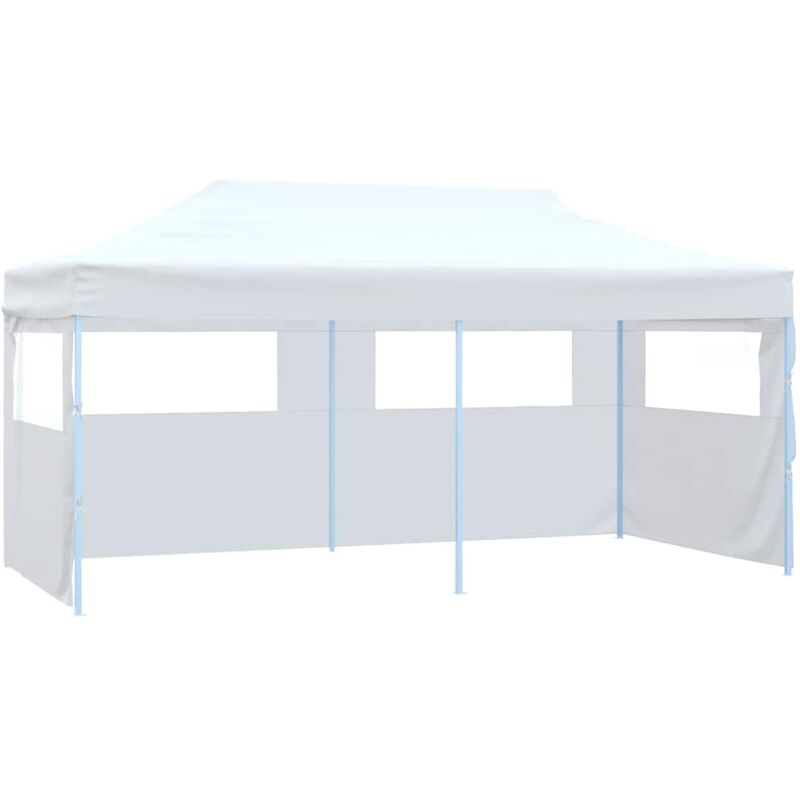 foto del prodotto vidaxl gazebo pieghevole con 4 pareti 3x6 m acciaio bianco
