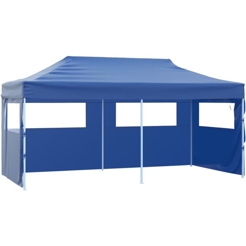foto del prodotto vidaxl gazebo pieghevole con 4 pareti 3x6m acciaio blu