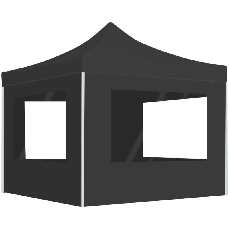 foto del prodotto vidaxl gazebo pieghevole con pareti in alluminio 3x3 m antracite