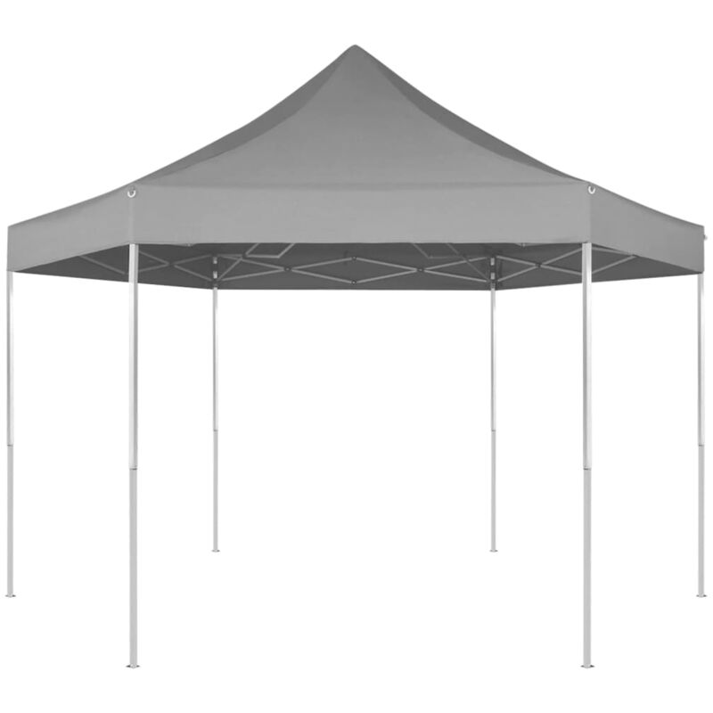 foto del prodotto vidaxl gazebo pieghevole esagonale pop up grigio 3,6x3,1 m 467701