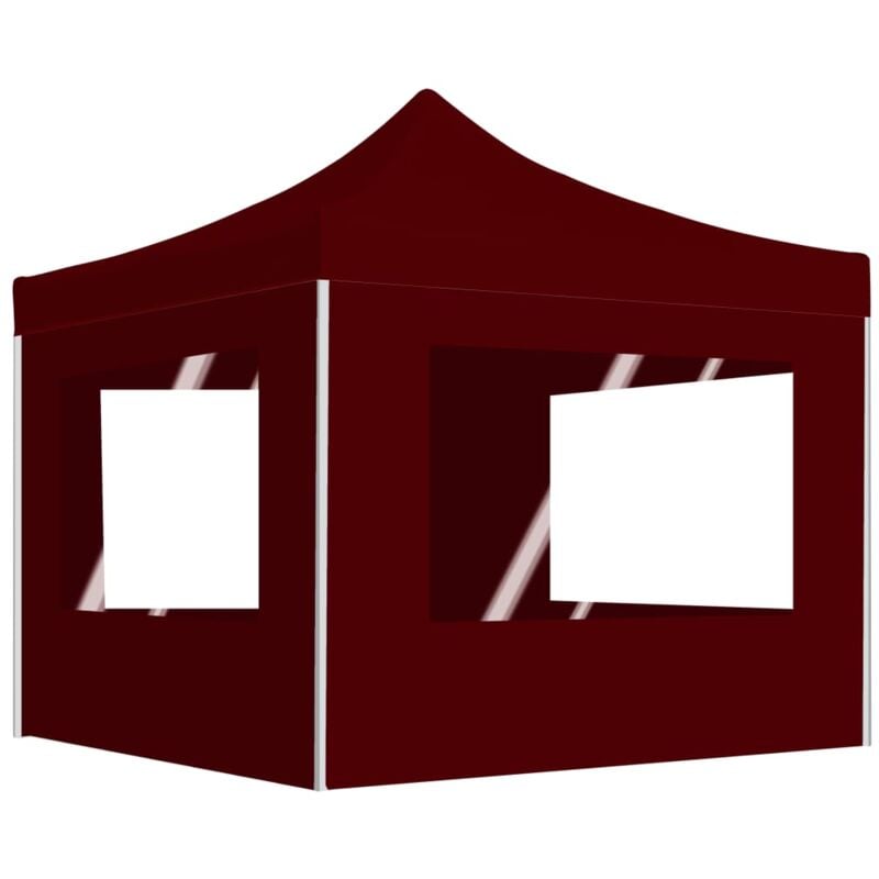 foto del prodotto vidaxl gazebo pieghevole in alluminio con pareti 3x3 m rosso vino
