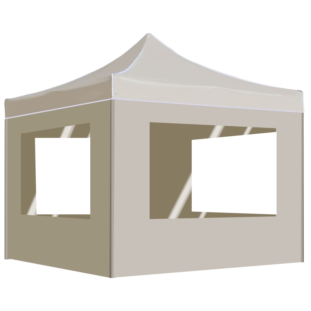 foto del prodotto vidaxl gazebo professionale pieghevole alluminio con pareti 3x3m crema