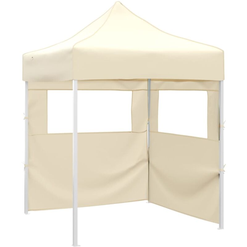 foto del prodotto vidaxl gazebo professionale pieghevole con 2 pareti 2x2m acciaio crema