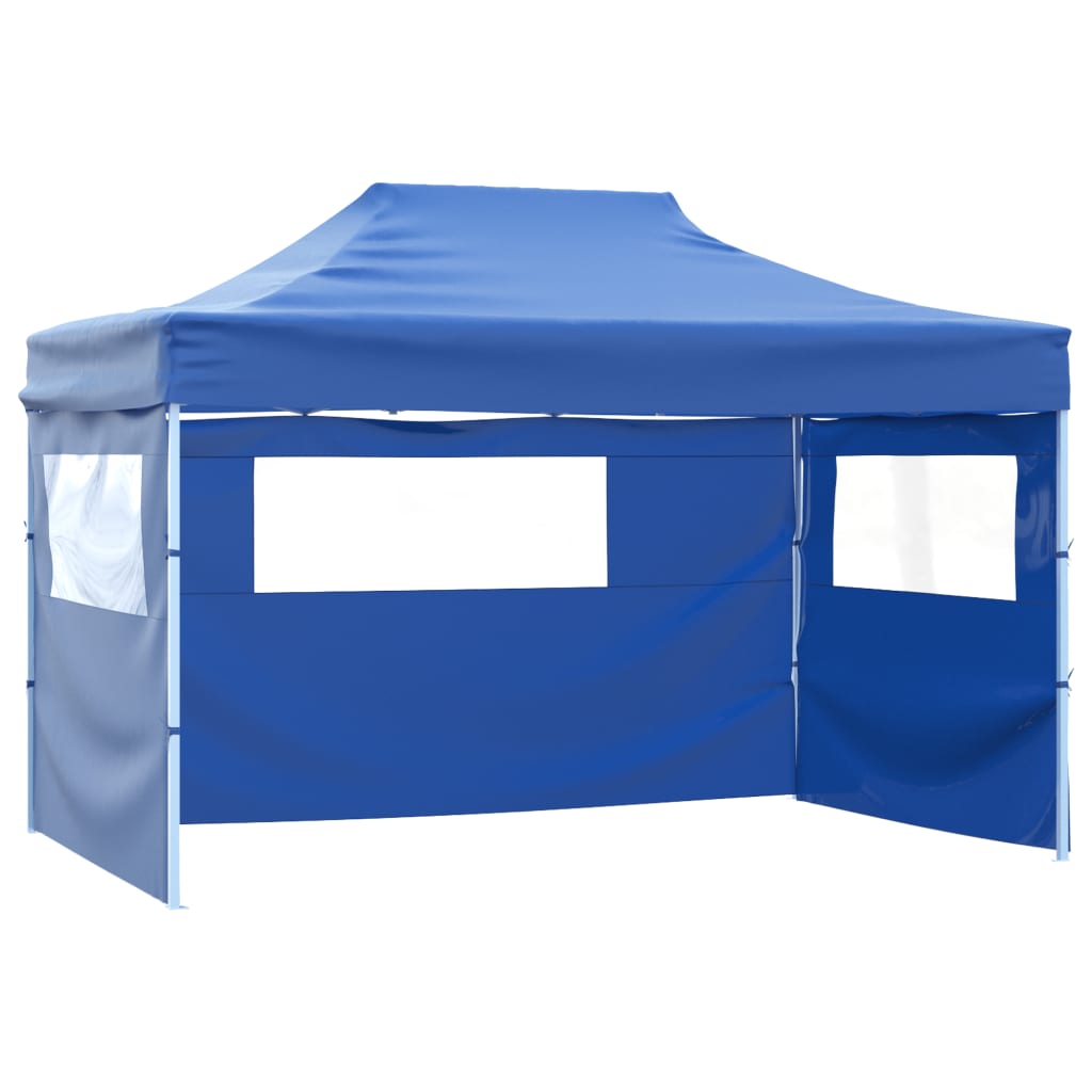 foto del prodotto vidaxl gazebo professionale pieghevole con 3 pareti 3x4m acciaio blu