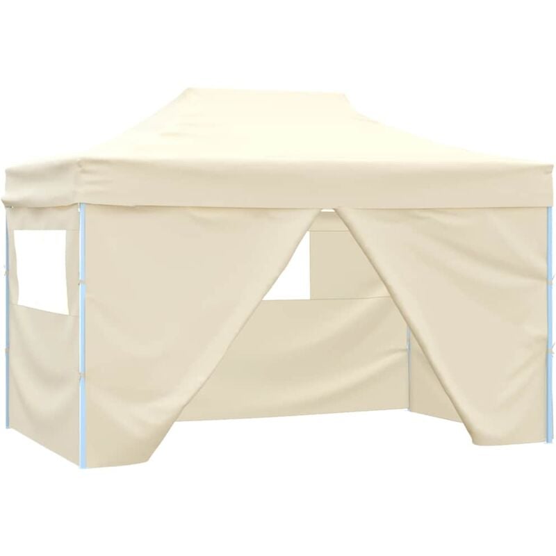 foto del prodotto vidaxl gazebo professionale pieghevole con 4 pareti 3x4m acciaio crema
