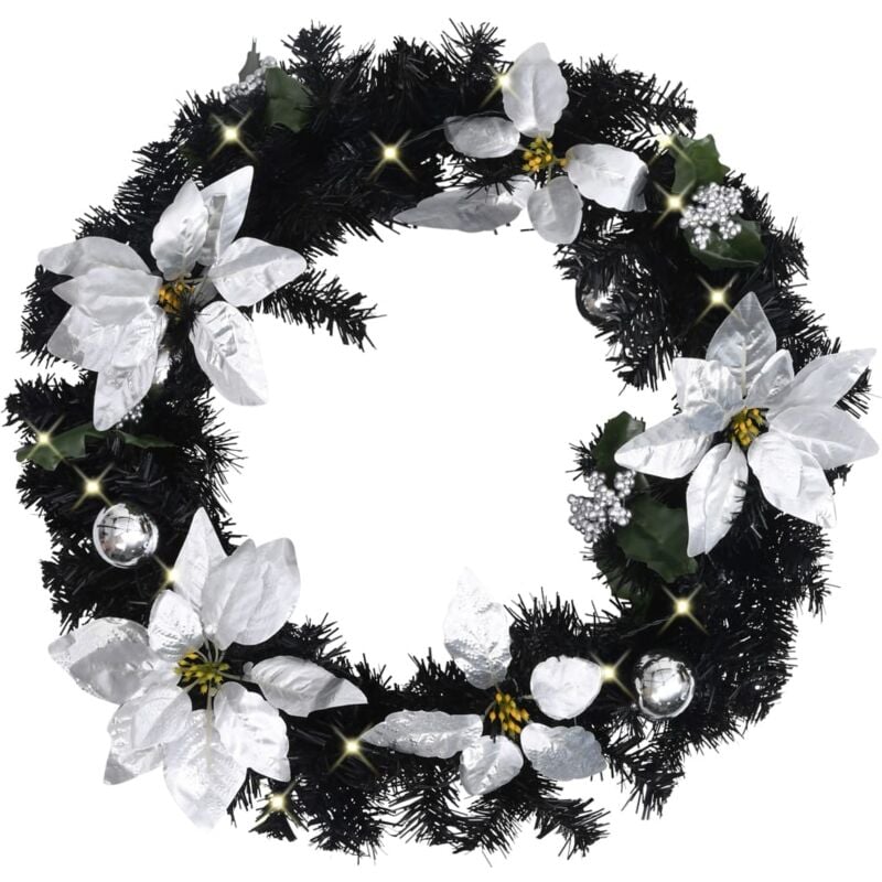 foto del prodotto vidaxl ghirlanda di natale con lucine led nera 60 cm in pvc
