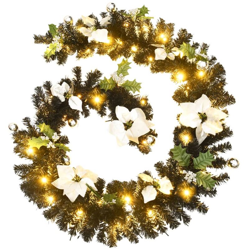 foto del prodotto vidaxl ghirlanda natalizia con luci a led 2,7 m in pvc nera