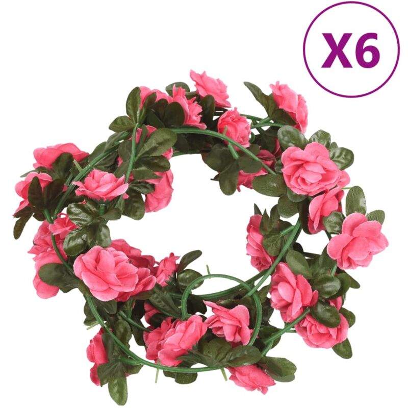 foto del prodotto vidaxl ghirlande fiori artificiali 6 pz rosso rosa 240cm