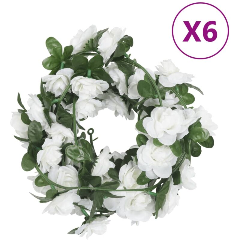 foto del prodotto vidaxl ghirlande fiori artificiali natale 6 pz bianco 240 cm