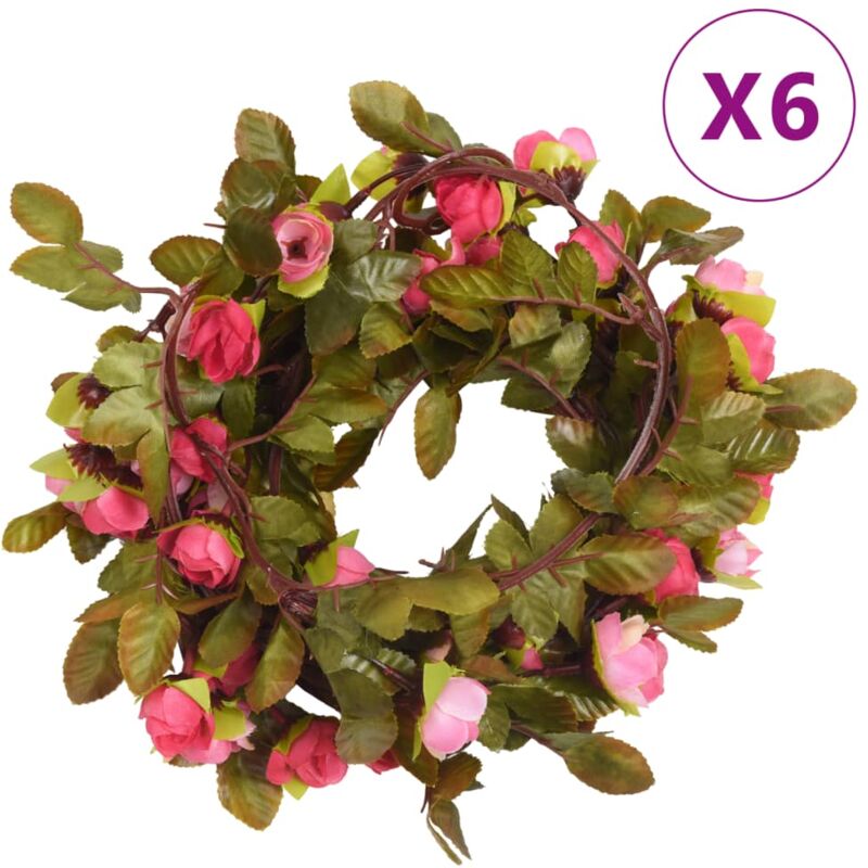 foto del prodotto vidaxl ghirlande fiori artificiali natale 6 pz ros 215 cm