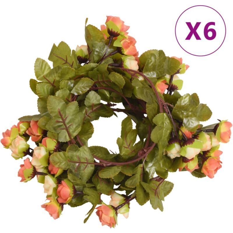 foto del prodotto vidaxl ghirlande fiori artificiali natale 6 pz rosso tramonto 215 cm