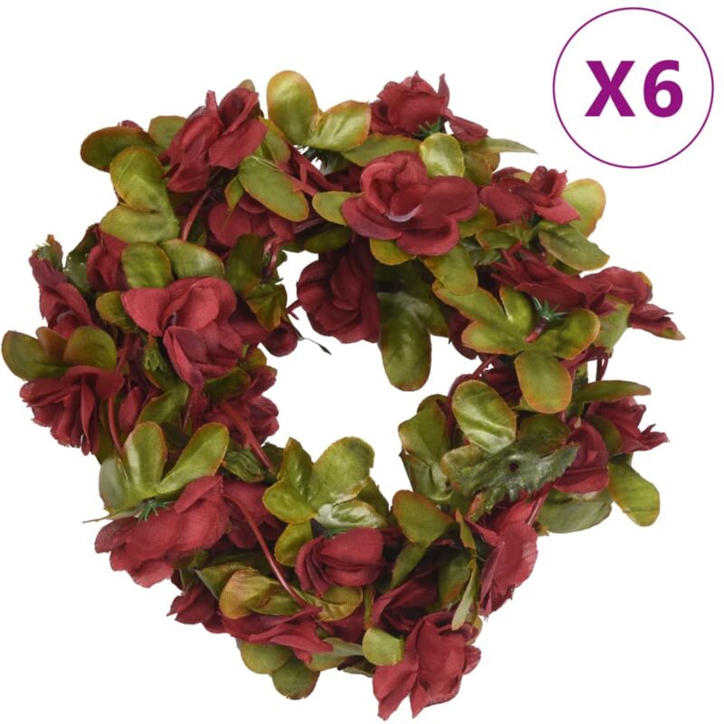 foto del prodotto vidaxl ghirlande fiori artificiali natale 6 pz rosso vino 250 cm