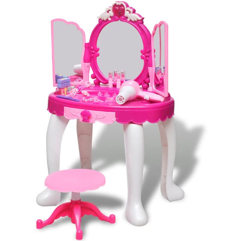 foto del prodotto vidaxl gioco per bambini tavolo cosmetica 3 specchi con luci suoni