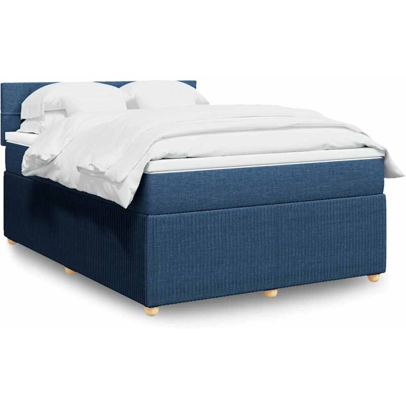 foto del prodotto vidaxl giroletto a molle con materasso blu 160x200 cm in tessuto