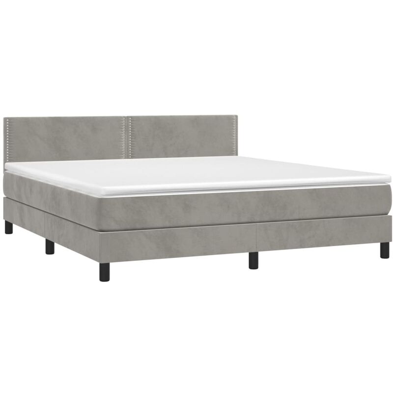foto del prodotto vidaxl giroletto a molle con materasso grigio chiaro 160x200cm velluto