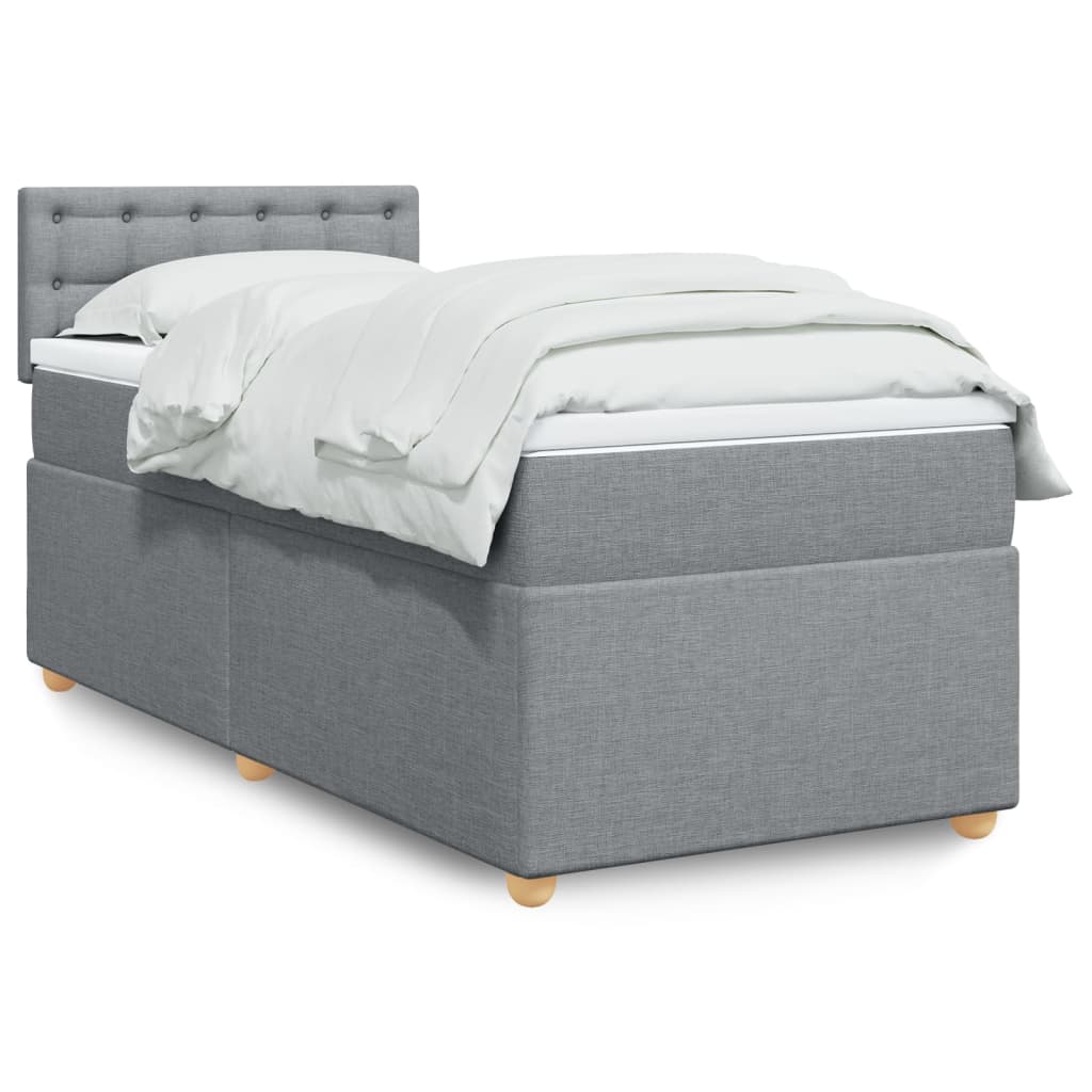 foto del prodotto vidaxl giroletto a molle con materasso grigio chiaro 90x200 cm tessuto