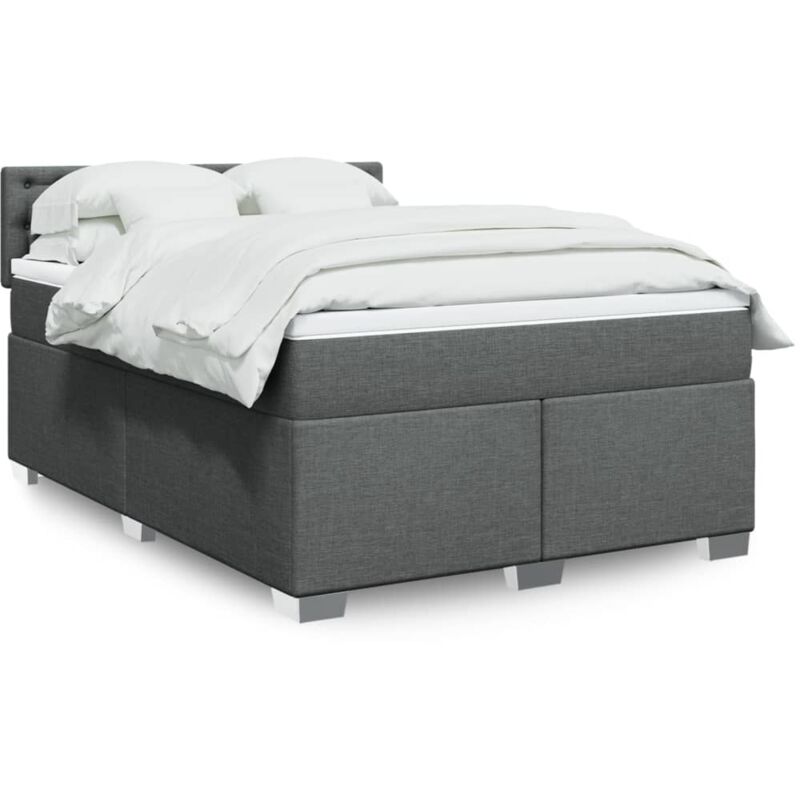 foto del prodotto vidaxl giroletto a molle con materasso grigio scuro 160x200 cm tessuto