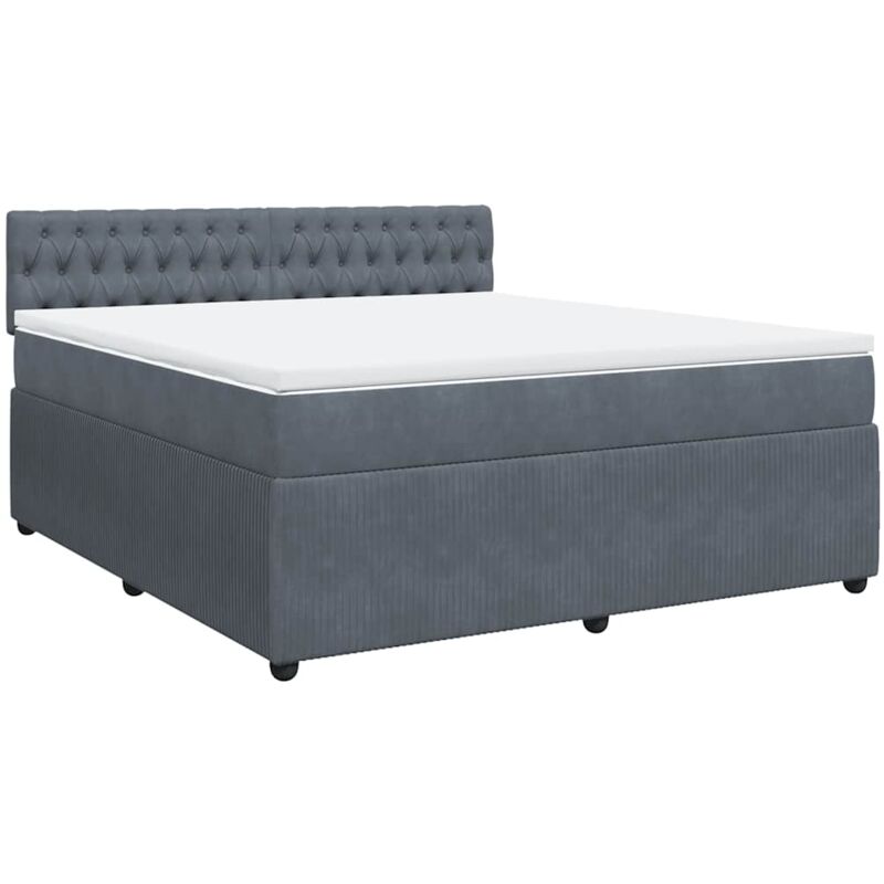 foto del prodotto vidaxl giroletto a molle con materasso grigio scuro 180x200 cm velluto