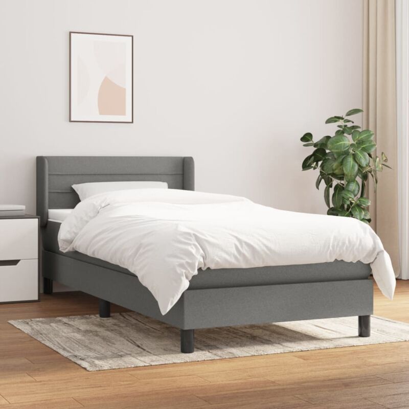 foto del prodotto vidaxl giroletto a molle con materasso grigio scuro 80x200 cm tessuto