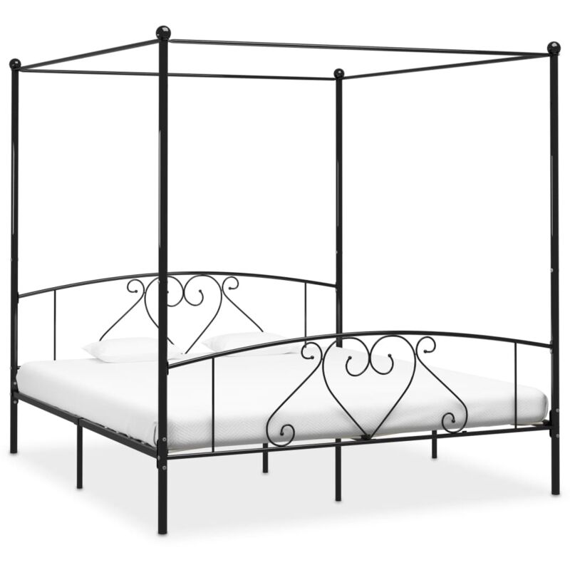 foto del prodotto vidaxl giroletto baldacchino senza materasso nero 200x200 cm metallo