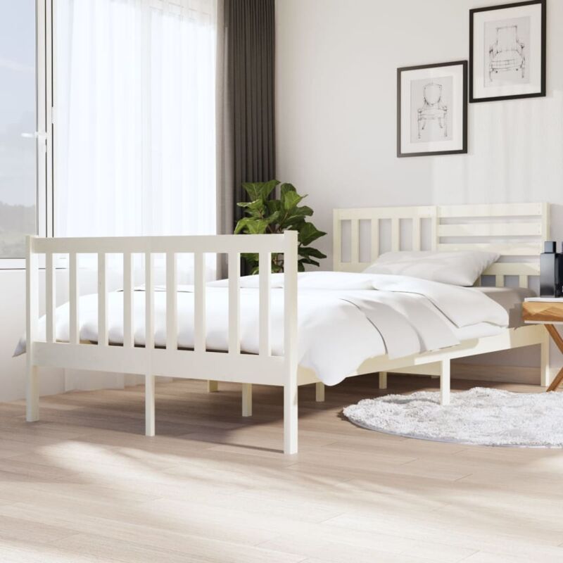 foto del prodotto vidaxl giroletto bianco in legno massello 120x200 cm