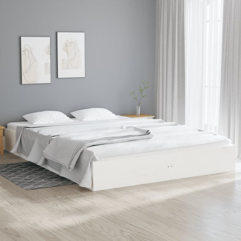 foto del prodotto vidaxl giroletto bianco in legno massello 160x200 cm