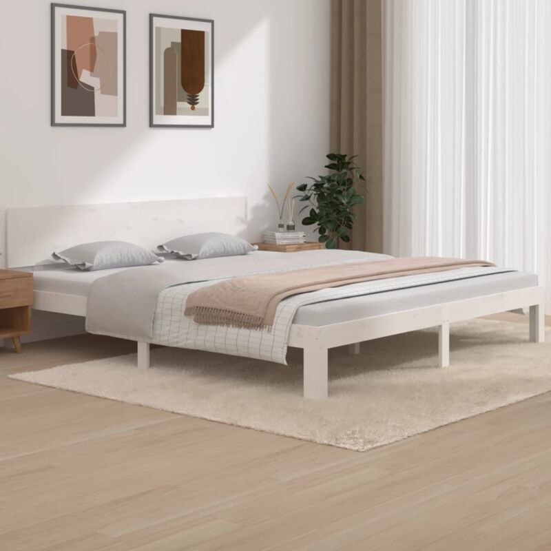 foto del prodotto vidaxl giroletto bianco in legno massello 180x200 cm super king