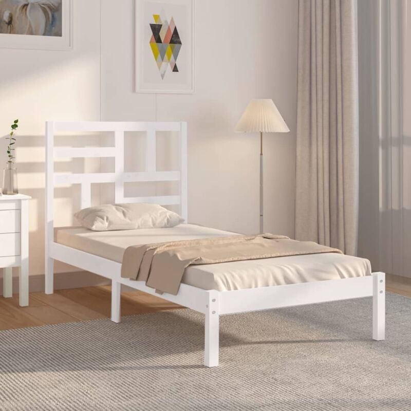 foto del prodotto vidaxl giroletto bianco in legno massello 75x190 cm small single