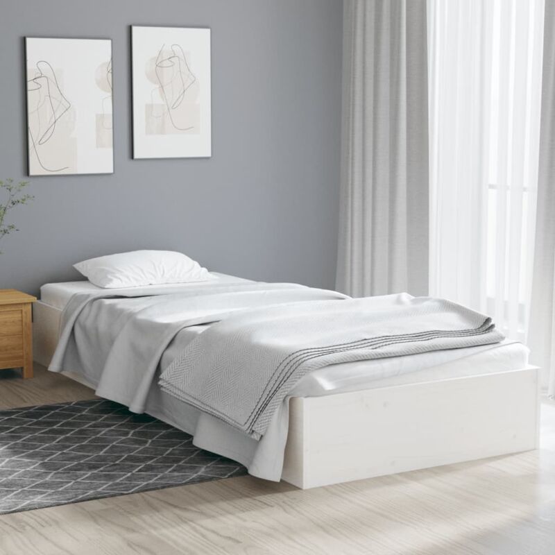 foto del prodotto vidaxl giroletto bianco in legno massello 75x190 cm small single