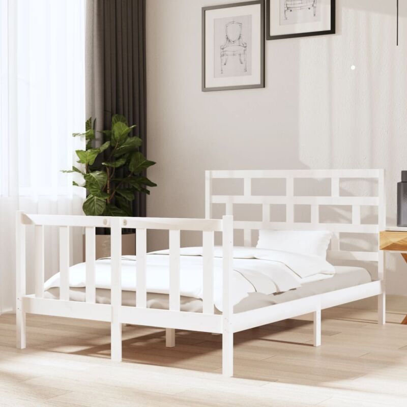 foto del prodotto vidaxl giroletto bianco in legno massello di pino 140x190 cm