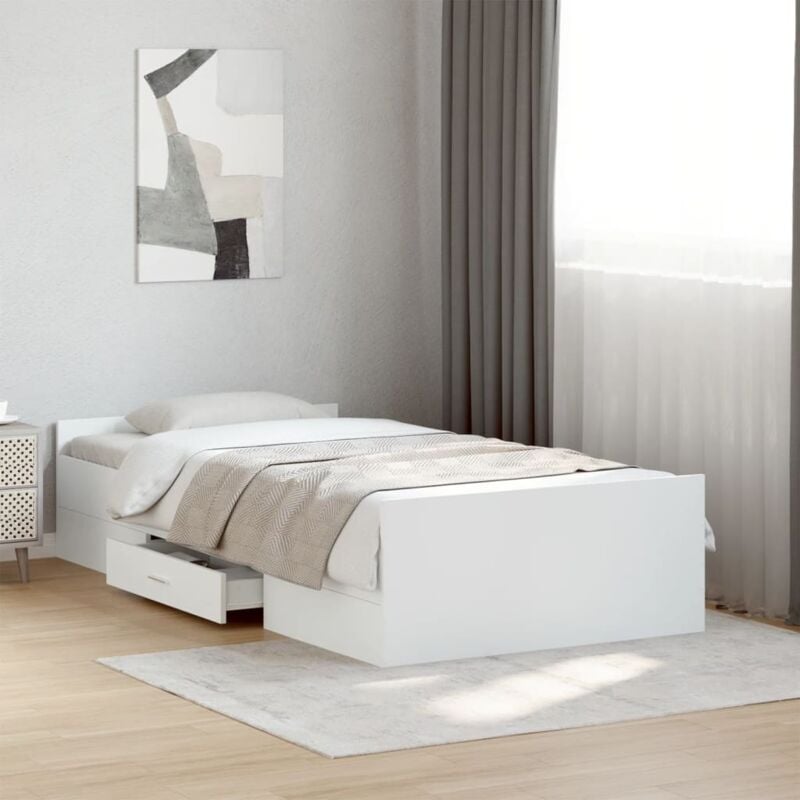 foto del prodotto vidaxl giroletto con cassetti bianco 75x190 cm in legno multistrato