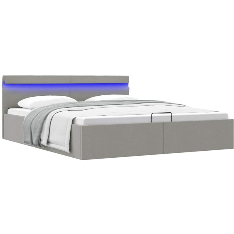 foto del prodotto vidaxl - giroletto con contenitore e led grigio chiaro tessuto 180x200cm