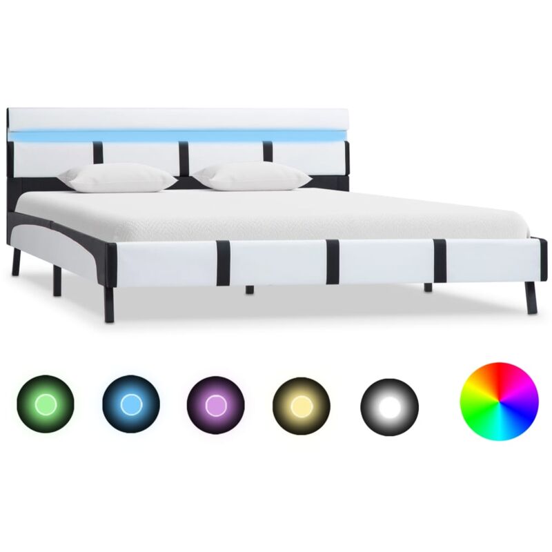foto del prodotto vidaxl giroletto con led senza materasso bianco 140x200 cm similpelle
