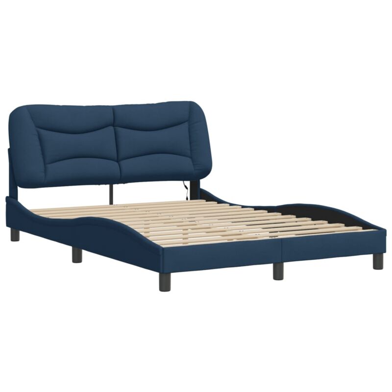 foto del prodotto vidaxl giroletto con led senza materasso blu 140x190 cm in tessuto