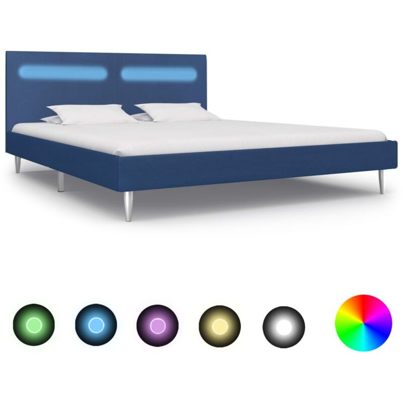 foto del prodotto vidaxl giroletto con led senza materasso blu 180x200 cm in tessuto