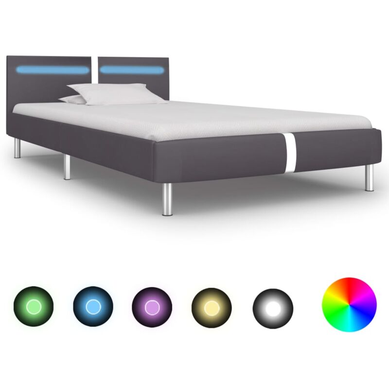 foto del prodotto vidaxl giroletto con led senza materasso grigio in similpelle 90x200cm