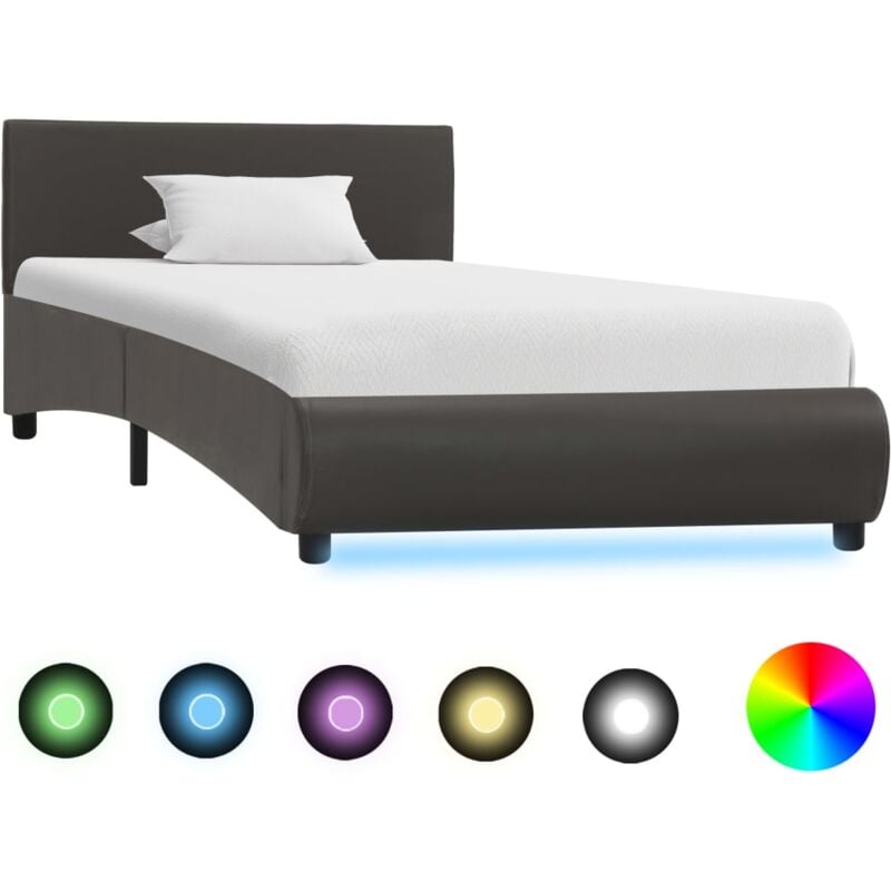 foto del prodotto vidaxl giroletto con led senza materasso grigio in similpelle 90x200cm