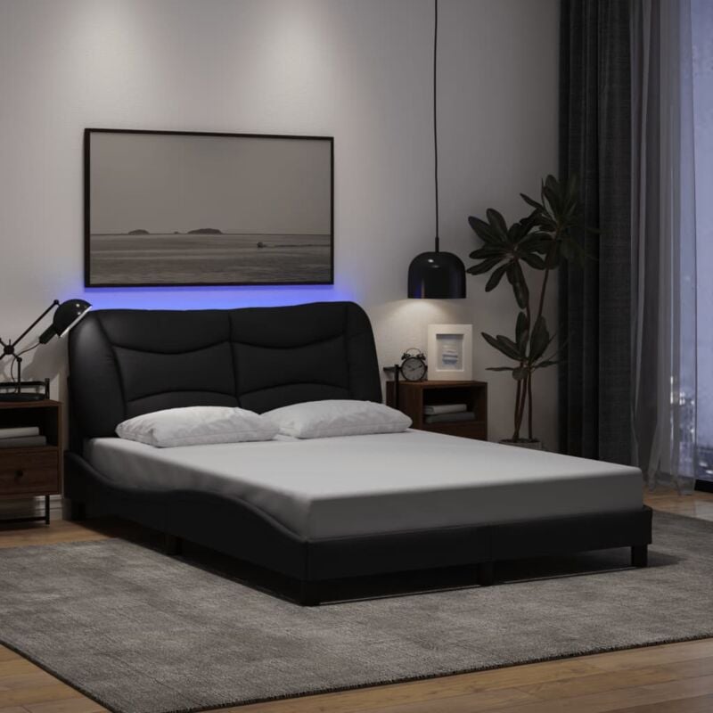 foto del prodotto vidaxl giroletto con led senza materasso nero 120x200 cm tessuto