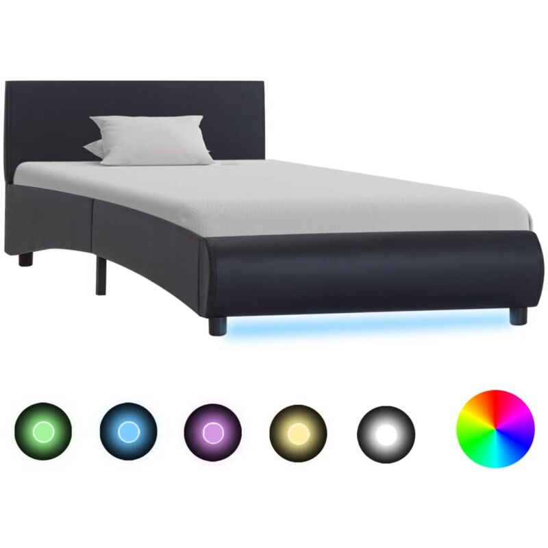 foto del prodotto vidaxl giroletto con led senza materasso nero in similpelle 90x200 cm