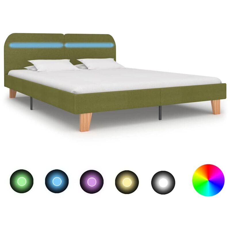 foto del prodotto vidaxl giroletto con led senza materasso verde 150x200 cm in tessuto