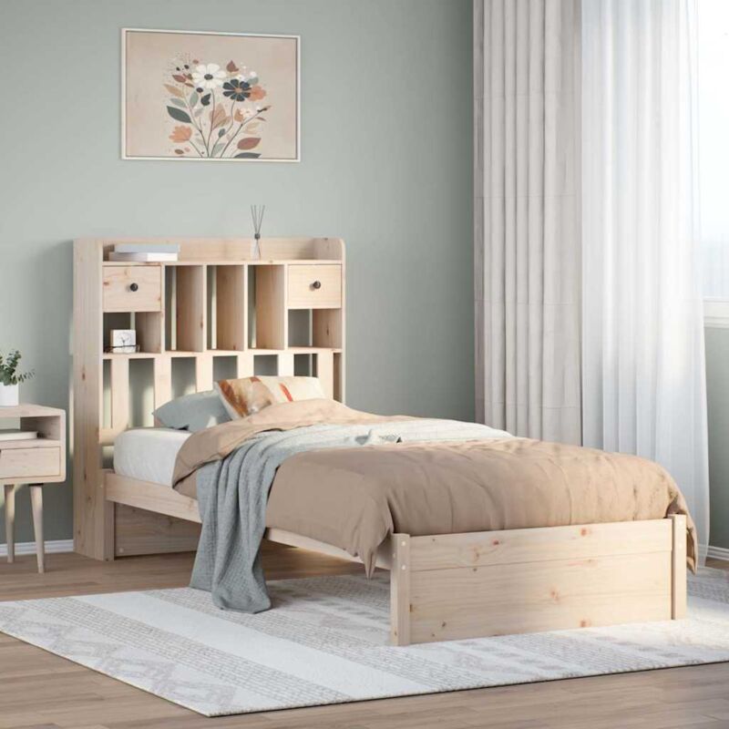 foto del prodotto vidaxl giroletto con libreria senza materasso 75x190 cm in legno pino