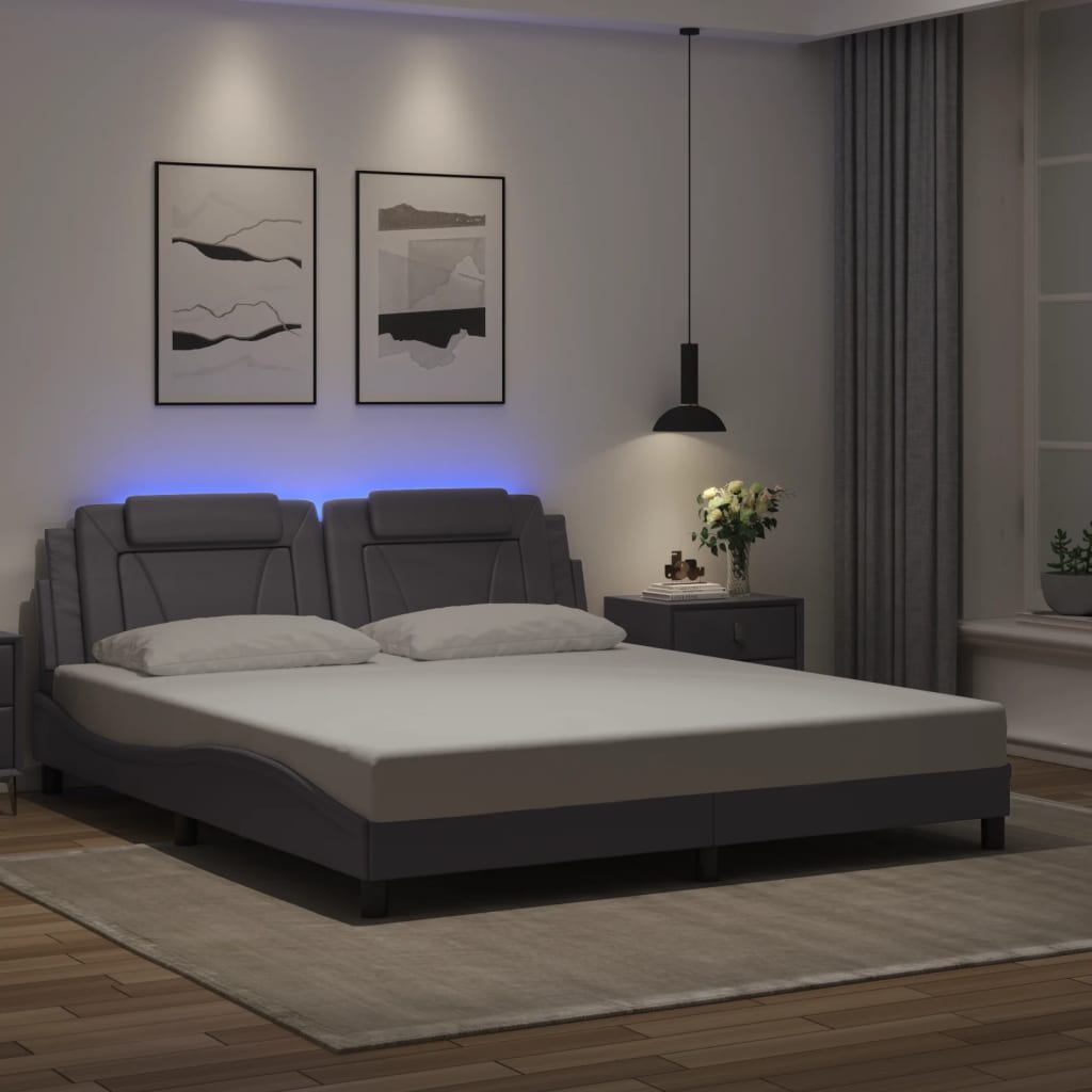foto del prodotto vidaxl giroletto con luci led grigio 180x200 cm in similpelle