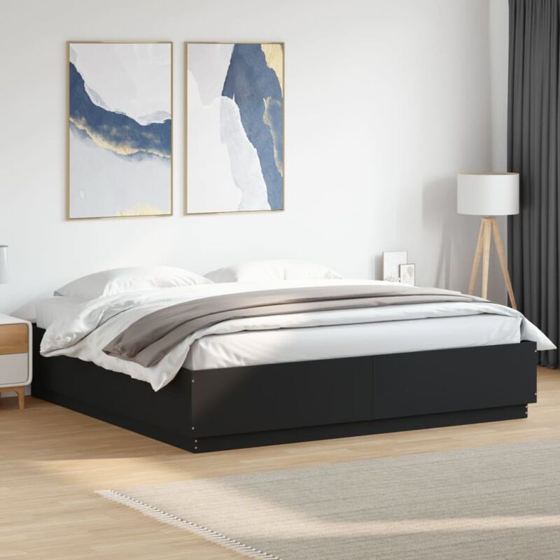 foto del prodotto vidaxl giroletto con luci led nero 180x200 cm in legno multistrato